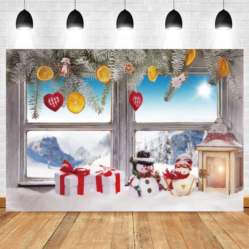 Winter Window Merry Christmas Photography Backdrop Photocall Baby Party Decor Photographic Background Kid Photo Studio Photozone