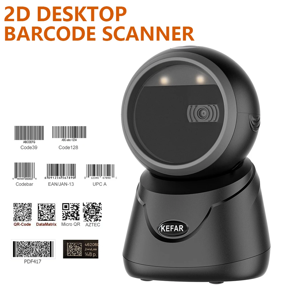 KEFAR New Arrival USB Wired 2D Bar Code Scanning Platform OmniDirectional Desktop Barcode Scanner For Pos System