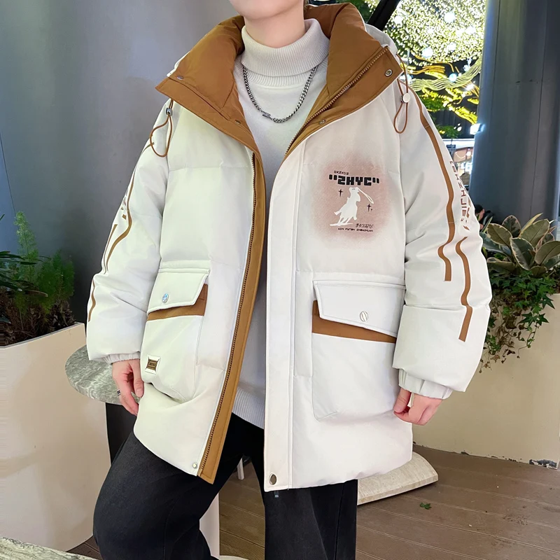 High Quality Men's Warm Hooded Cotton-Padded Jackets Winter Youth Streetwear Down Coats Casual Loose Thicken Top Parkas Clothing