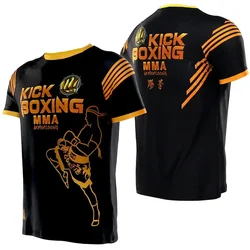 Ropa de entrenamiento de boxeo tailandesa para hombre, camiseta de deportes al aire libre, Tops casuales de manga corta con cuello redondo, camiseta de Fitness transpirable de verano