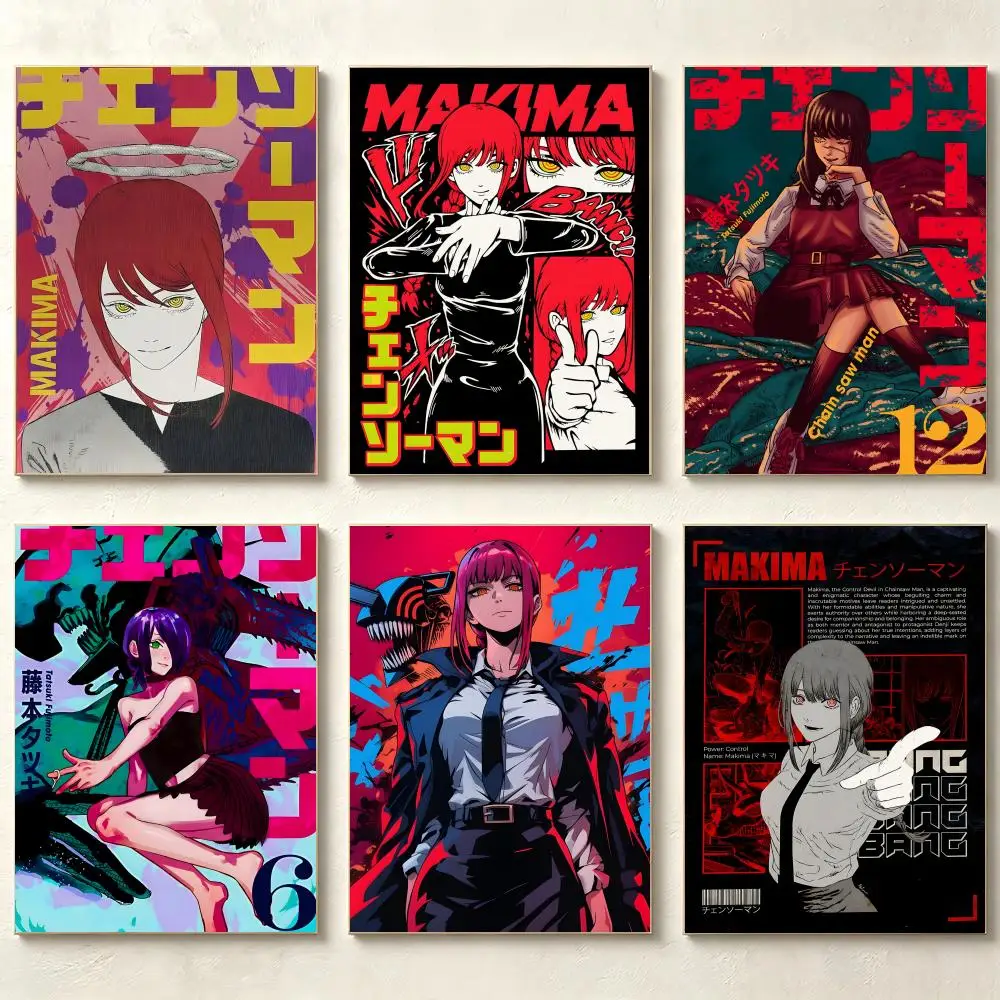 Anime M-Makima Chainsaw Man Poster Painting Wall Art Home Decoration Print for Living Room Decor Game Room Hot