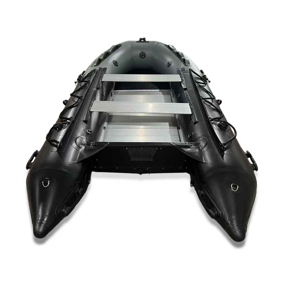Hot Sale 380cm PVC Aluminium Floor Black Racing Boat Inflatable Fishing Boat For 6 Person