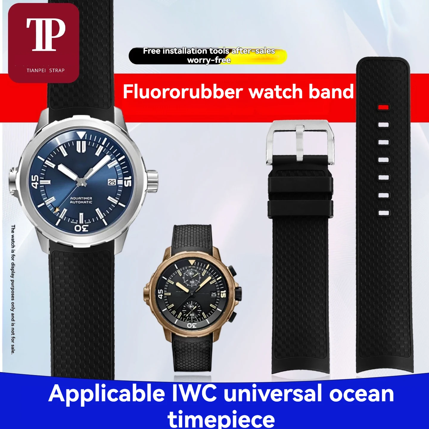 22mm Quick release Fluorine rubber Watch Strap For IWC AQUATIMER FAMILY watchband IW328802/376806/ 376710 /376711/376708/356801