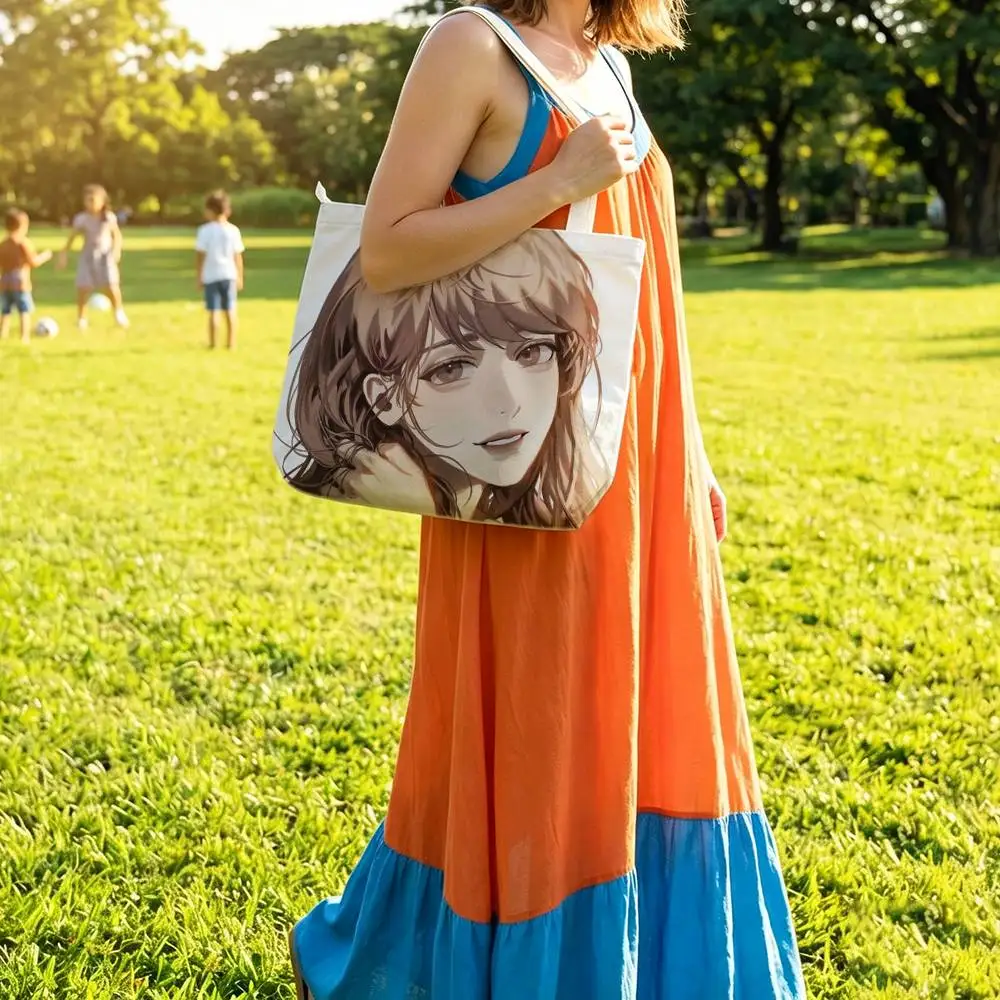 Y-Yoo Sangah ORV O-Omniscient Reader Large Capacity Cotton Polyester Shoulder Tote Bag Zipper Handbag for Shopping Daily Use