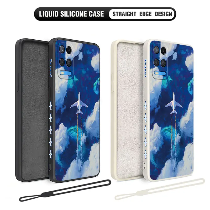 Airplane On A Journey Phone Case For OPPO A54 A74 A57 A96 A76 A36 A95 A12 A15 A15S A16 A16K A9 2020 4G 5G Liquid Silicone Cover