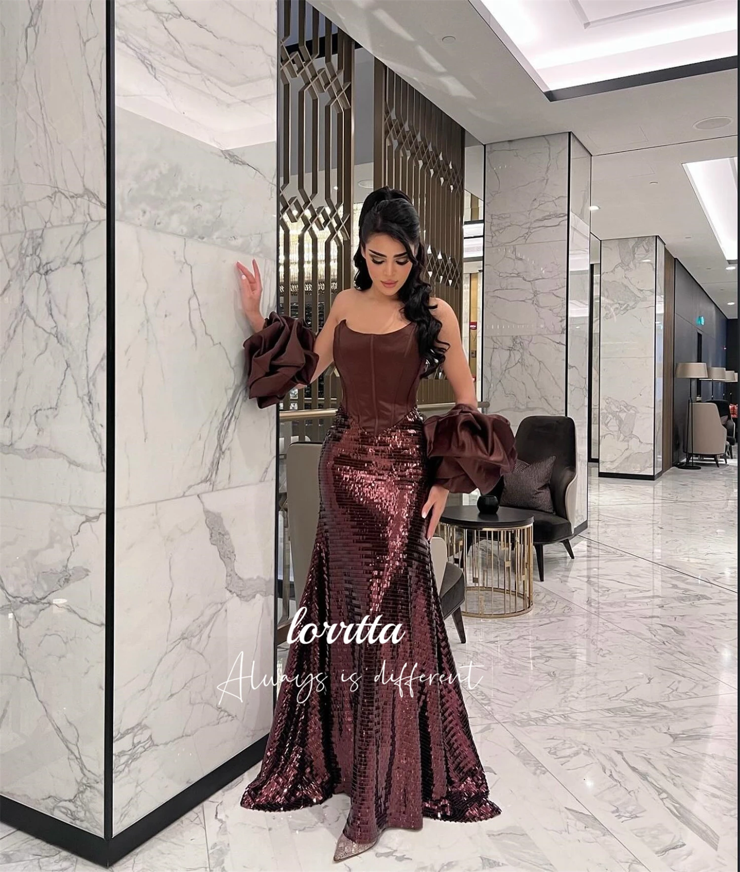 

Lorrtta Customized Shiny Fabric Party Dress for Wedding Guest Dress Women Dresses for Special Events Formal Dresses فساتين سهرة