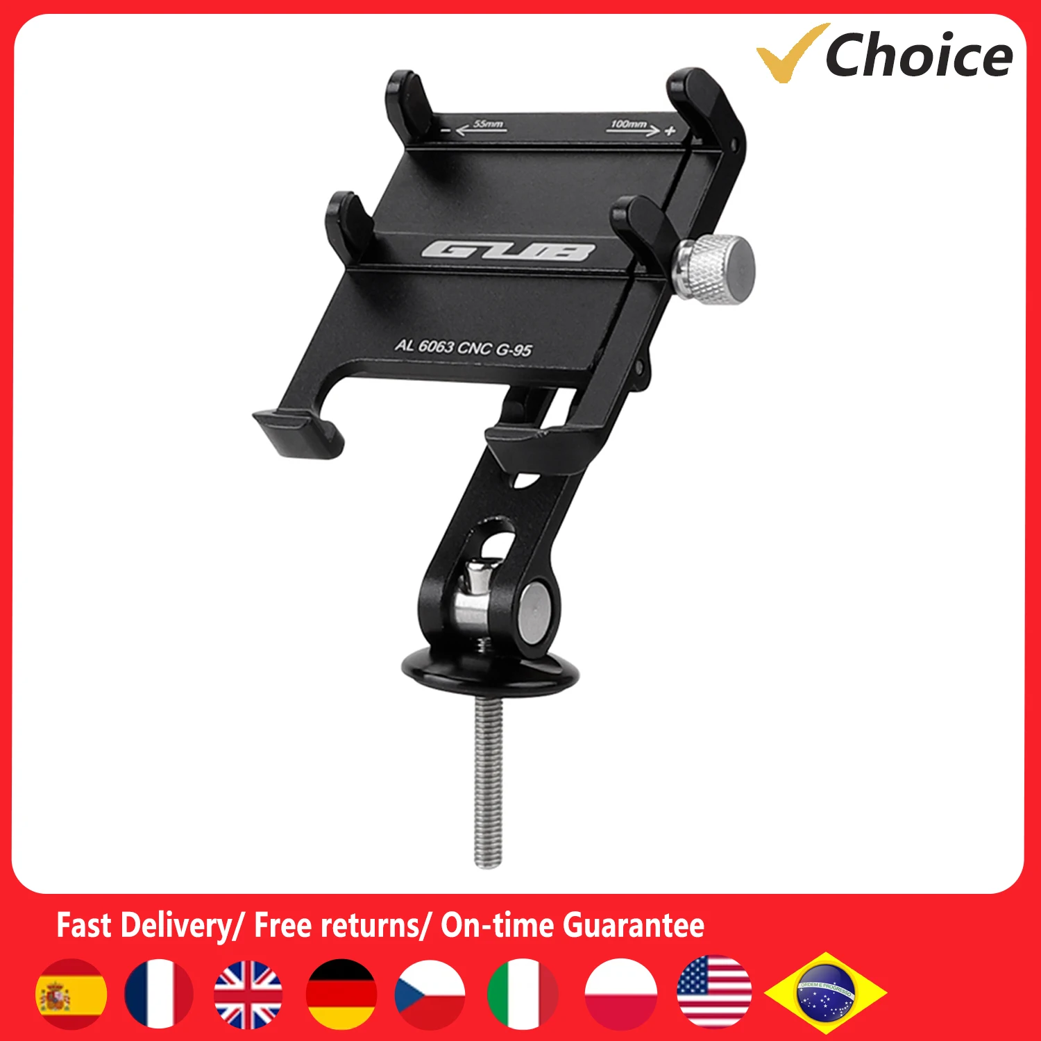 G-95 Aluminium Telefoonhouder Stem Telefoonrek Roterende mobiele telefoonbeugel Telefoonrek Smartphonehouder