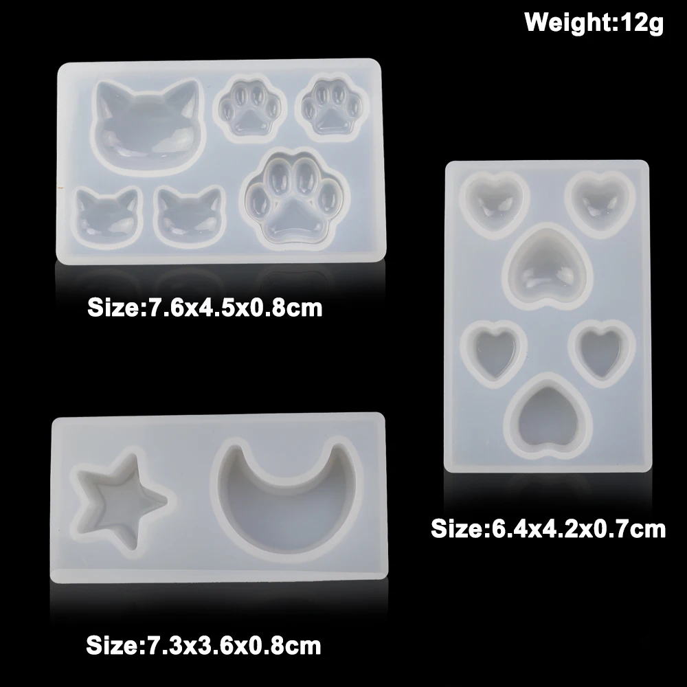 1PC Silicone DIY Resin Pendant Necklace Mold Cat Claw Moon Star Love High TemPerature Resisance  Odorless Easy Demoulding