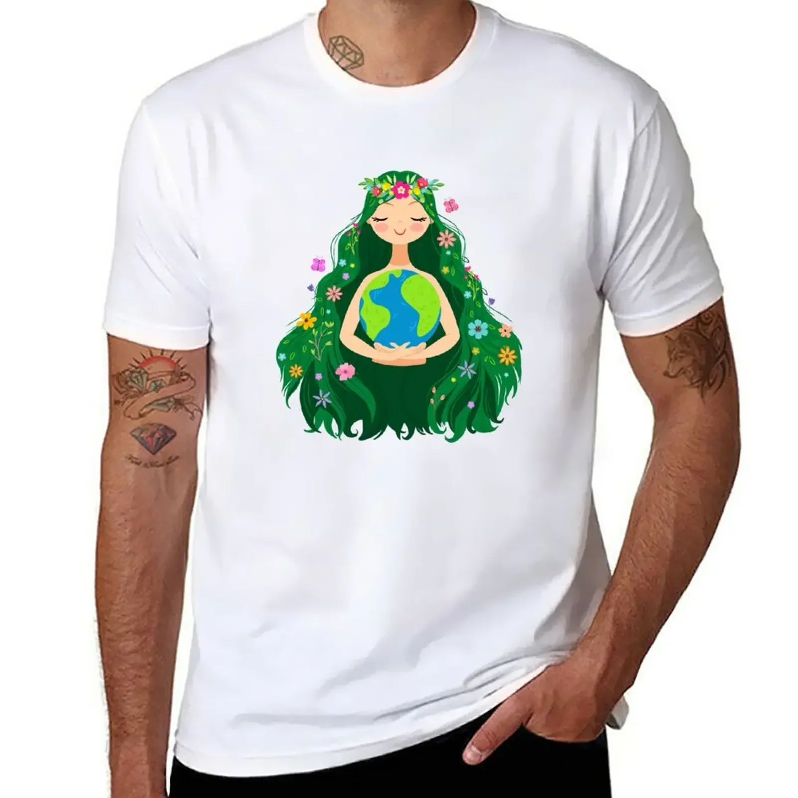 

Beautiful Flowing Flower Earth Mother Figure T-Shirt tees Blouse Short sleeve tee men