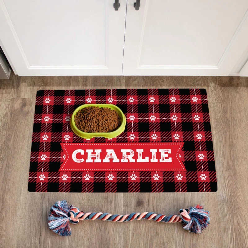 Personalized Pet Food Mat Custom Logo Text Pet Placemat Large Waterproof Mat for Dog Cat Feeding Area Holiday Pet Car Decor Gift