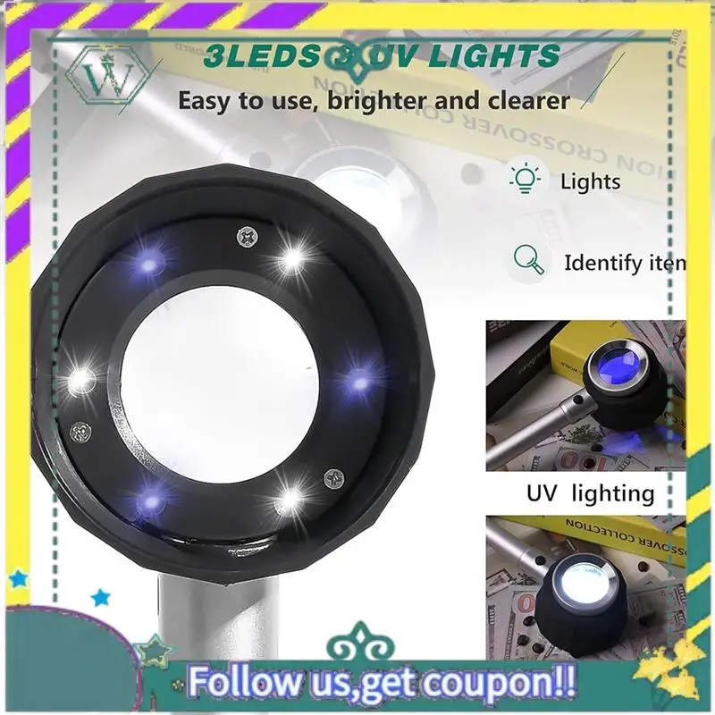 

НОВАЯ 45-кратная увеличительная стеклянная лупа, светодиодная лупа для ювелирных изделий, линза с измерительной шкалой, оптическая для закрытия работы, ювелирные изделия для монет