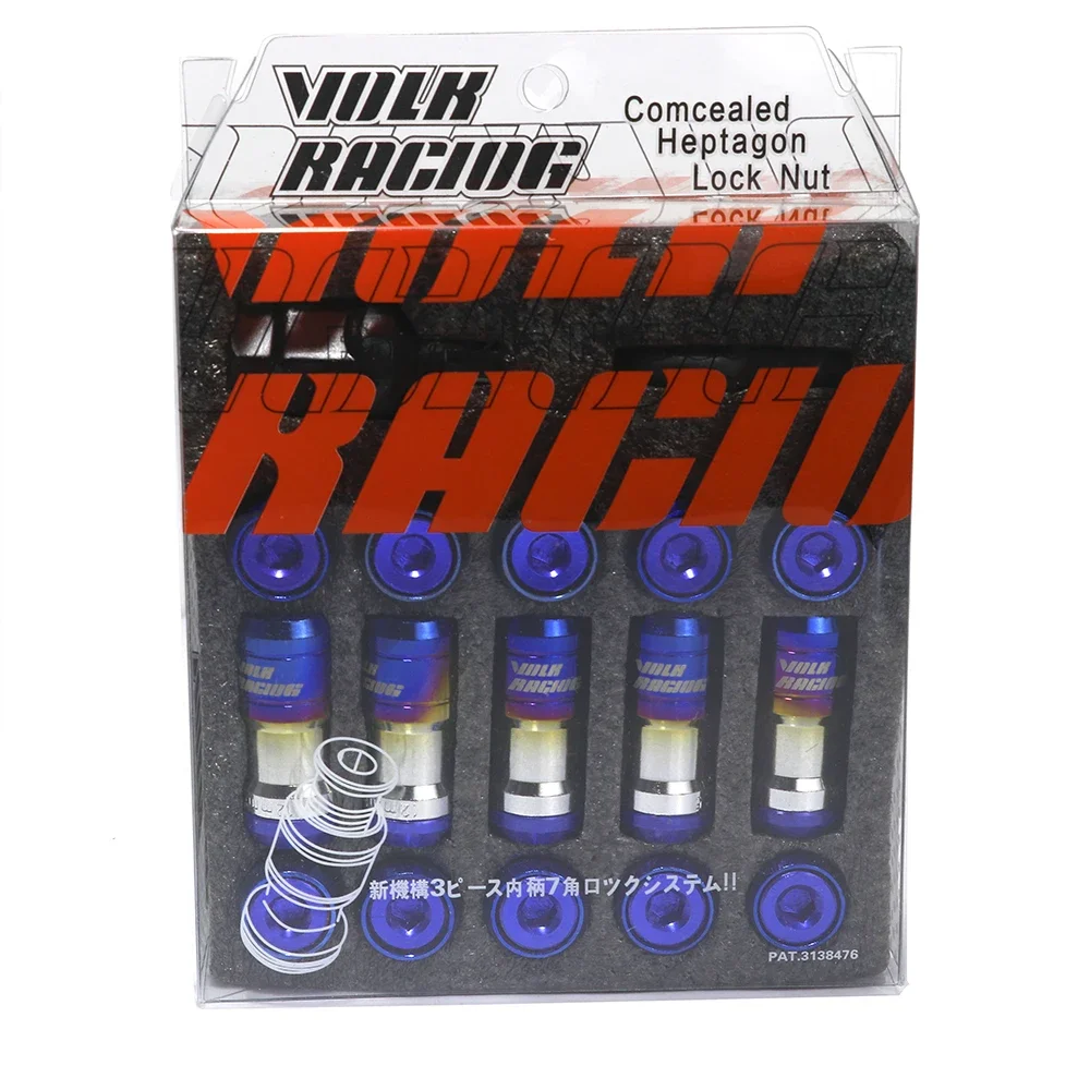 Volk Racing Bunrt Blue Formula Steel Wheel Nuts Car Wheels Rims Lug Nut 20pcs/set