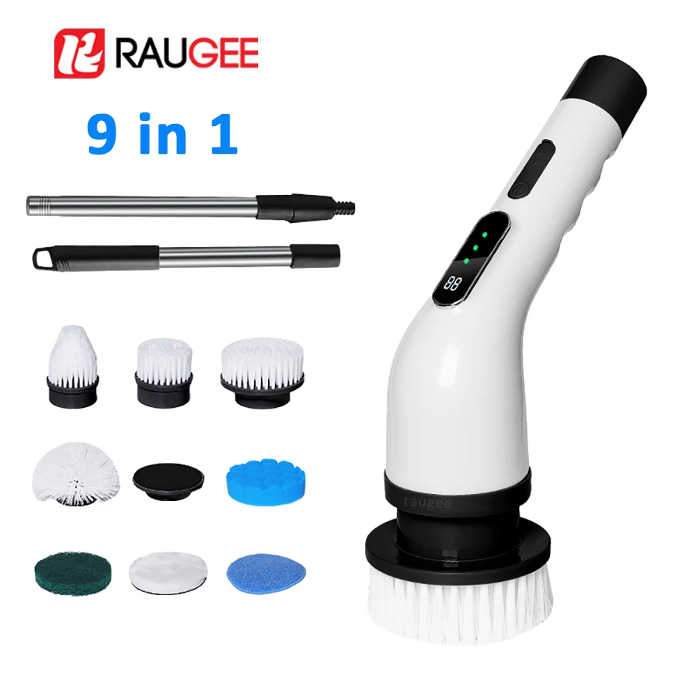 9 In 1 전기 청소 브러시 ​​욕실 주방 화장실을위한 다기능 청소 브러시 ​​무선 회전식 홈 청소 브러시