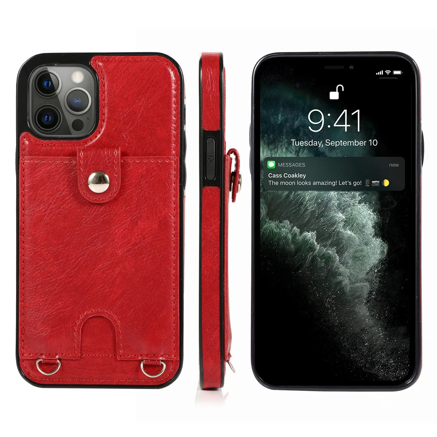 

High-grade Crossbody Lanyard Leather Case for iPhone 14 Pro Max 13 12 Mini Pro Slim Fit with Card Slots Drop Protection Cover