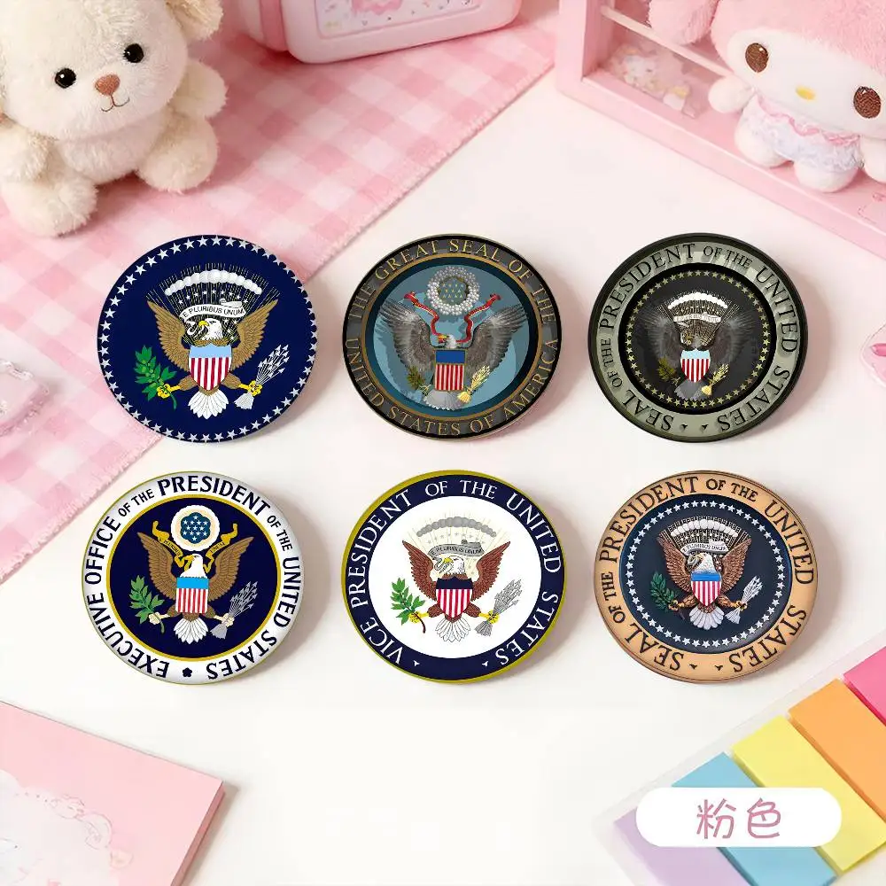 1pc S-Seal Of The P-President Office Cartoon Style Badge Brooches On Backpack Decoration Round Enamel Pins For Accessorys