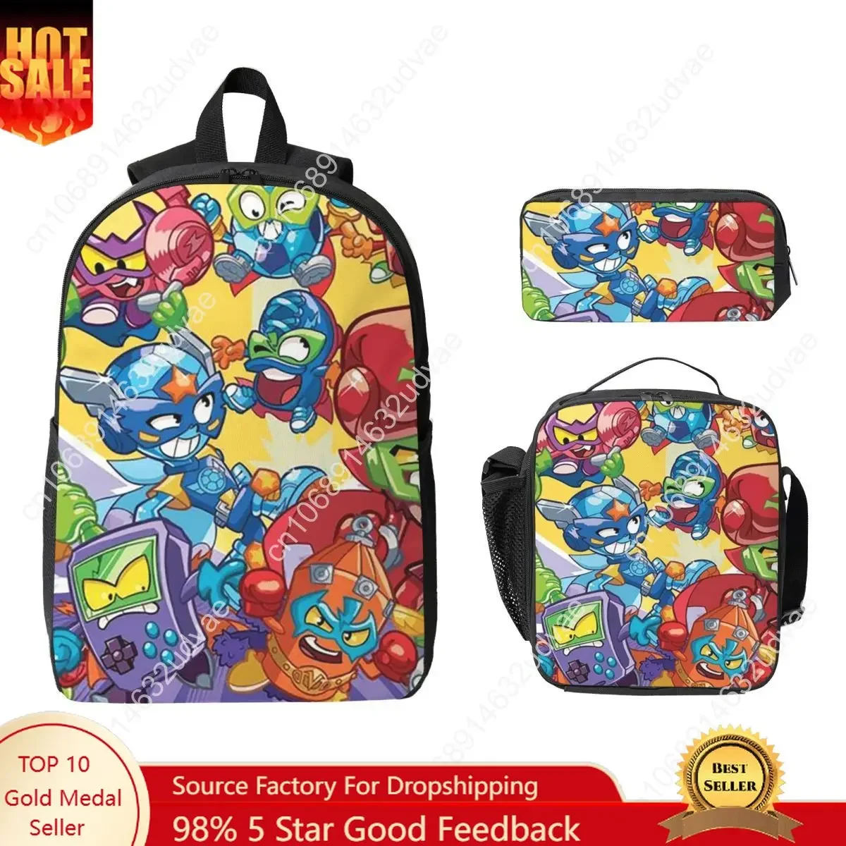 Superthings Backpack Student Boys Girls BookBag School Bag Computer Shoulder Bags 3ps Insulated Lunch Bag Pencil Case
