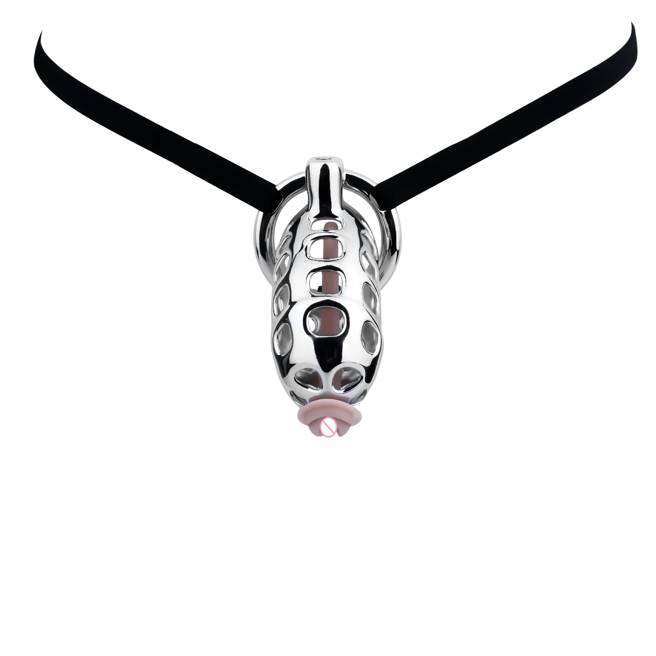 FRRK 18+ Keuschheitsgürtel aus Aluminiumlegierung mit hautfarbenem Silikon-Klitoris- und Harnröhrenkatheter, Penisring, Erotikspielzeug für Erwachsene