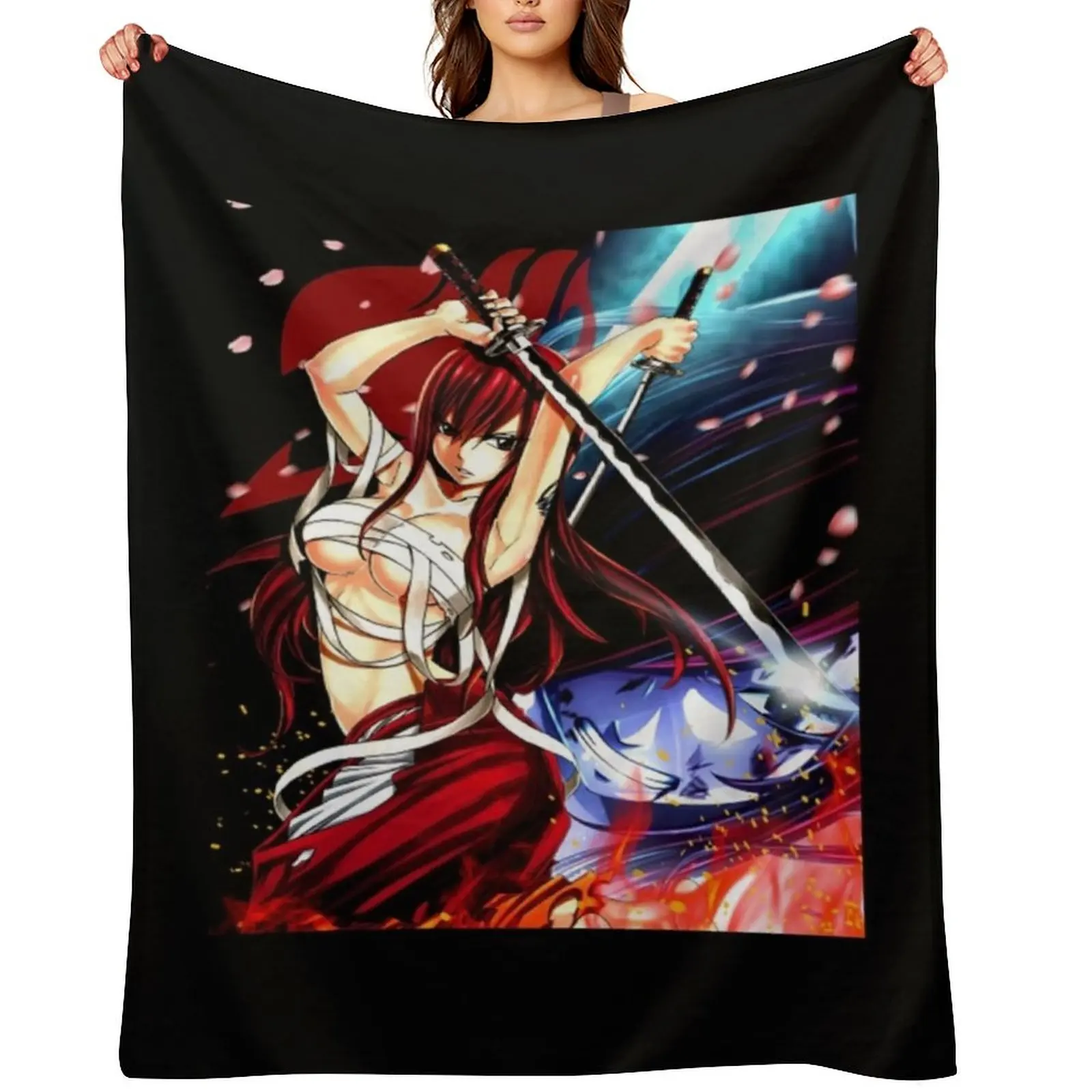 

Swordswomen Erza Throw Blanket Luxury Designer Giant Sofa Stuffeds Luxury Thicken Blankets
