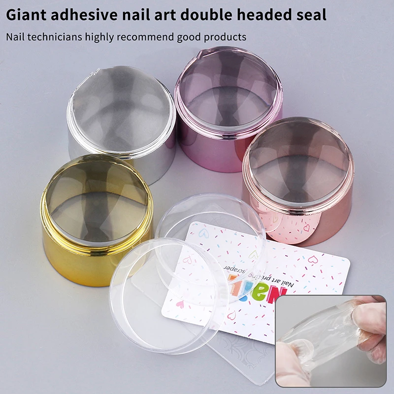 1Pc French Nail Art Stamper With A Nail Scraper Silicone Clear Head Nail Mold Stamping Template For DIY Manicure..