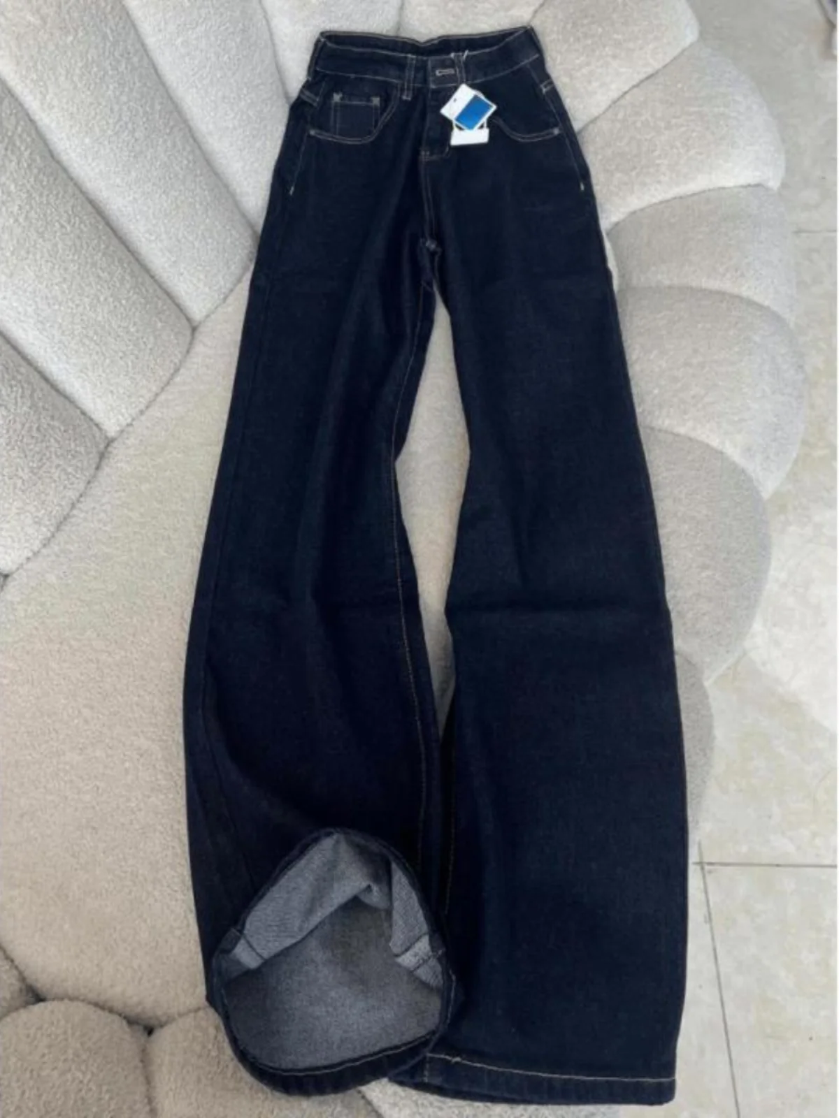 

Американские ретро-джинсы с расклешенными штанинами, женские, свободные, повседневные, в пол, с широкими штанинами, осенние, новинка, низкая талия, стройнящие