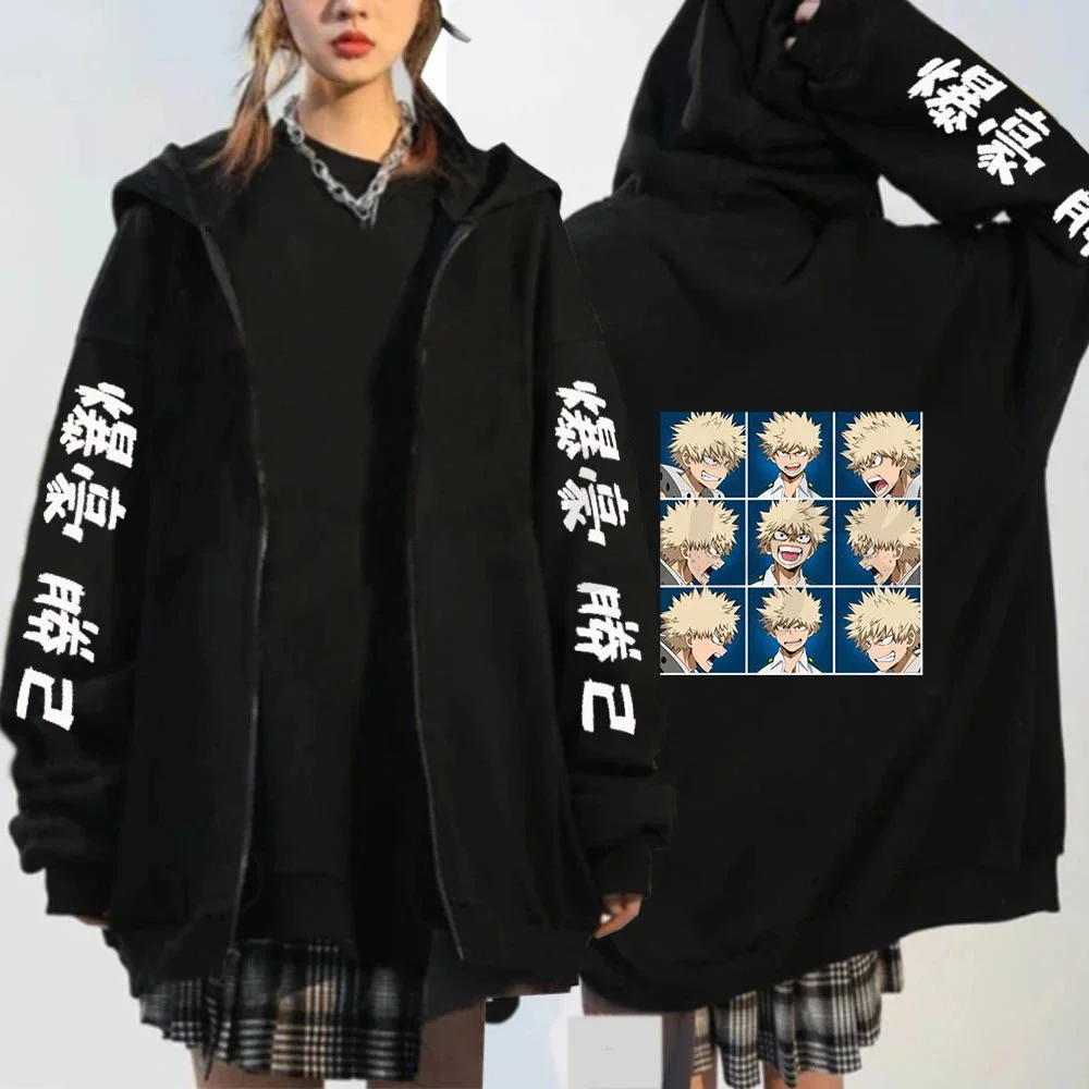 Sudadera con capucha con cremallera de My Hero Academia Himiko Toga, ropa para mujer, Manga Bakugo, Cosplay, sudaderas con capucha para hombre, chaqueta ZIP Up a la moda