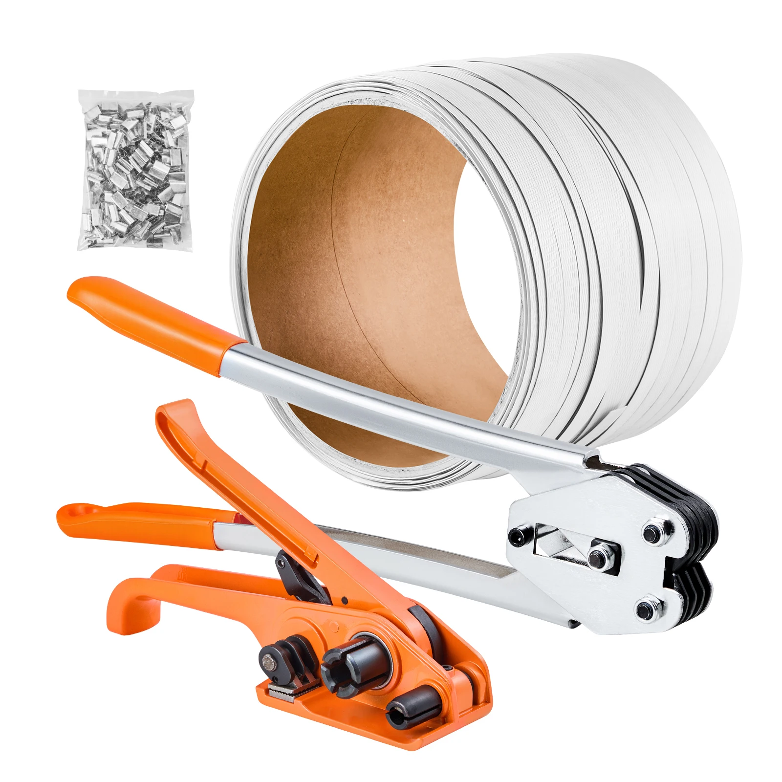 Kit d'emballage manuel SucceBuy pour palettes avec serre-cintures, bande PP de 100 m et 100 attaches métalliques pour entrepôt