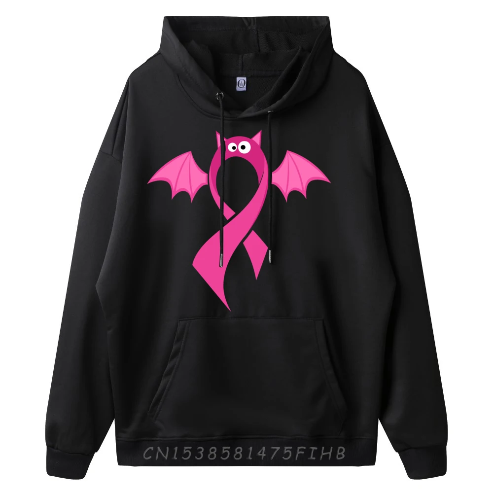 Breast Cancer Awareness Halloween Bat Graphic Tee Polyester Fiber Camisetas New In Hoodies & Sweatshirts Long Sleeve Men