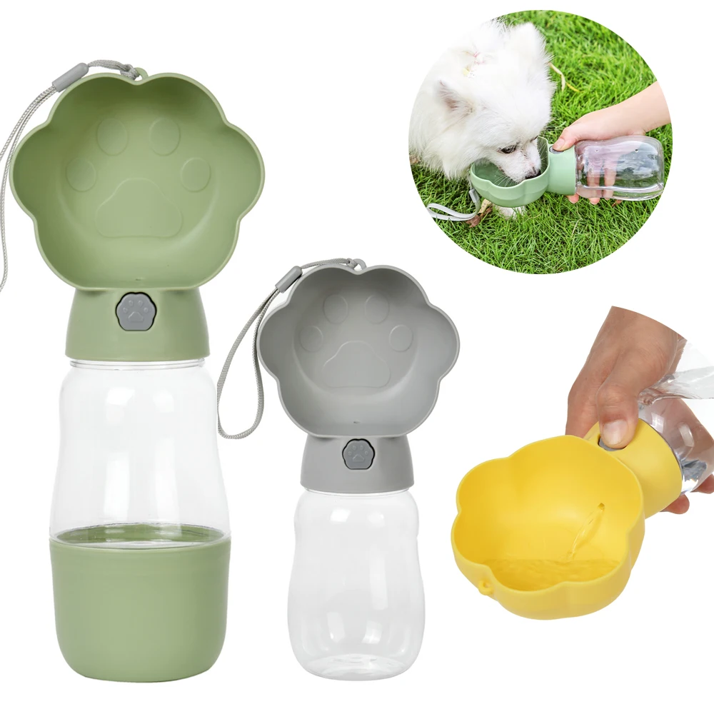 Botella de agua portátil 2 en 1 para perros pequeños y grandes, gatos, para viajes, paseos, alimentación, tazón de comida, suministros para Chihuahua, Bulldog Francés