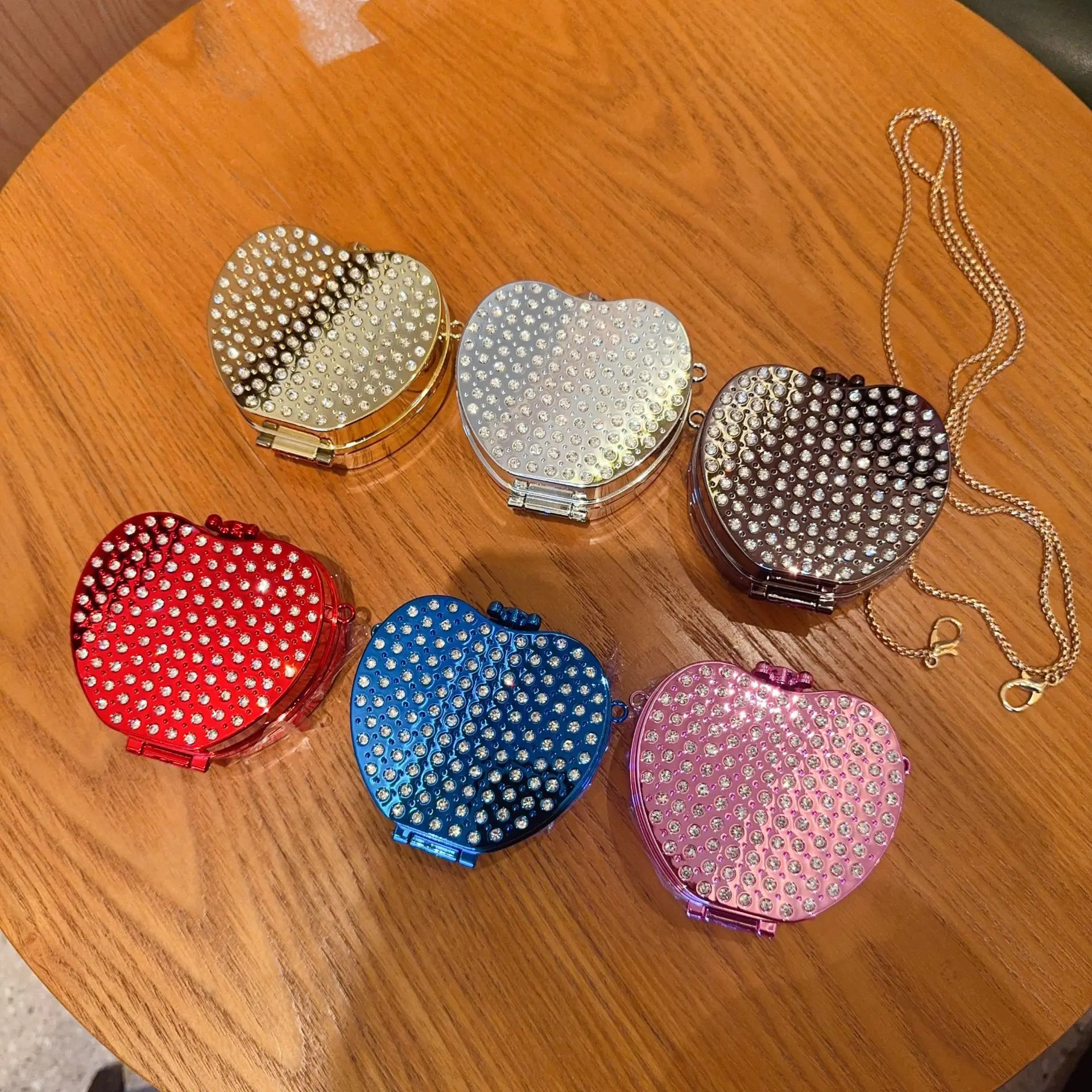 Full Rhinestone Mini Crossbody Bag For Women Luxury Party Shining Acrylic Handbags American Fashion Lipstick Mirror Box Bags