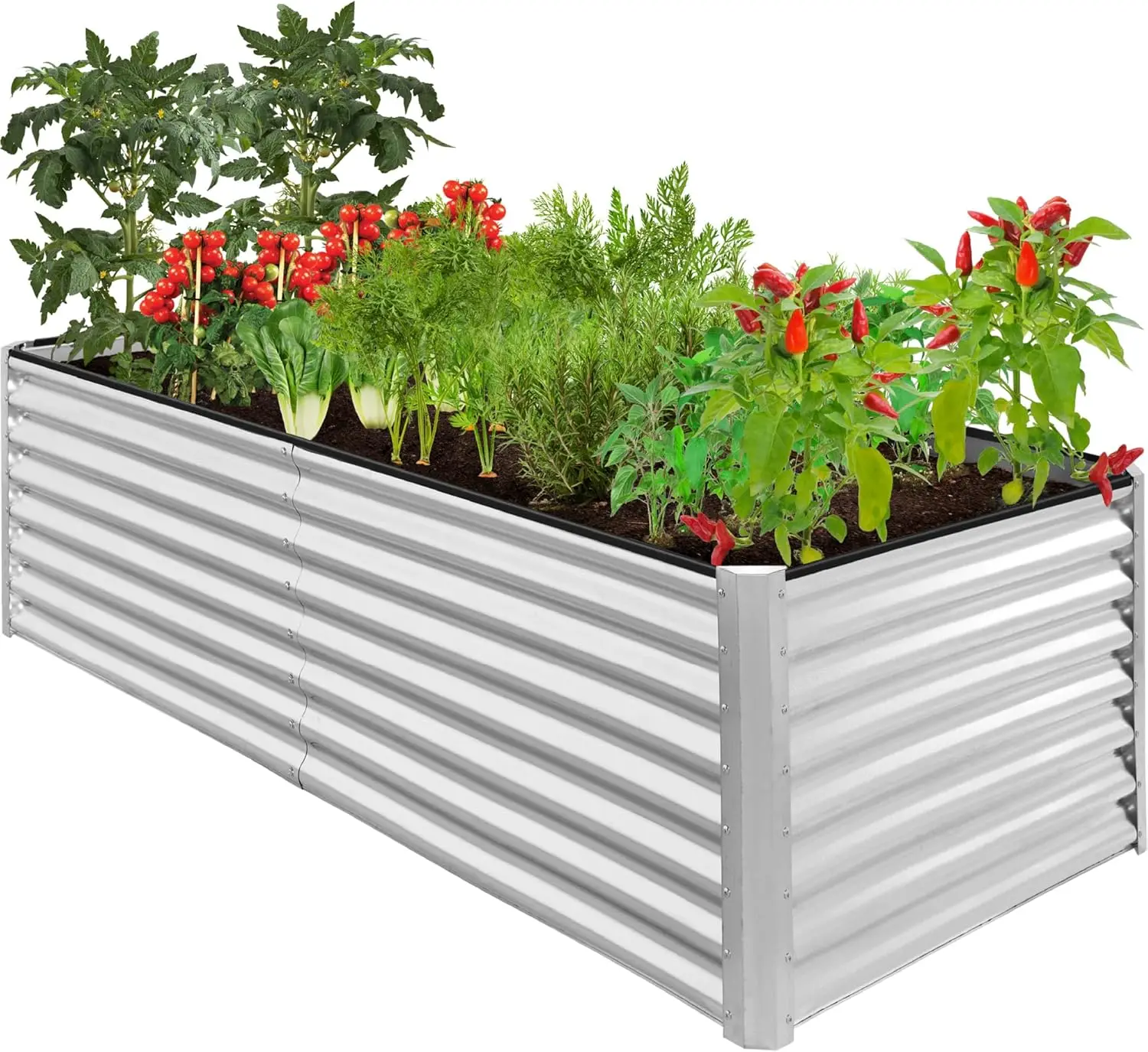 

8x4x2ft Outdoor Metal Raised Garden Bed, Deep Root Planter Box for Vegetables, Flowers, Herbs, and Succulents w/ 478 Gallon Capa