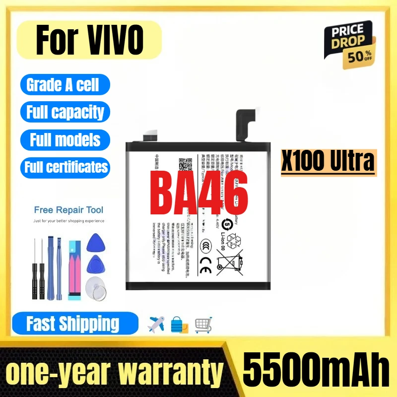 

BA46 for VIVO X100 Ultra Mobile Phone Battery High Quality High Capacity Battery Replacement Bateria Grade A Cell with Tools