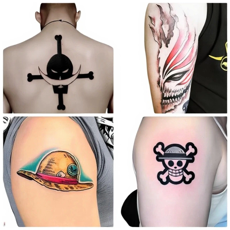 

Anime Fake Tattoo Sticker Cool Bleah Skull Temporary Tattoos Cartoon Stickers Women Manc Back Body Arm Art Decal