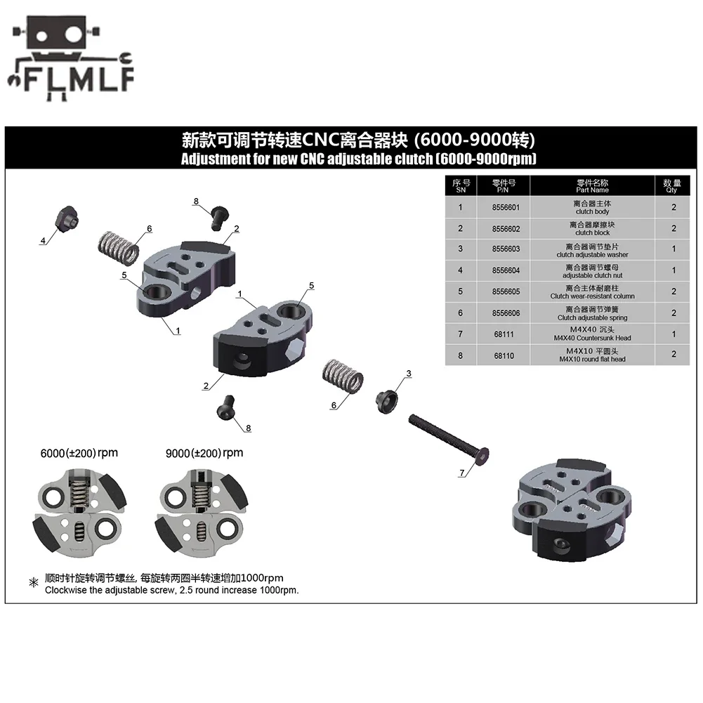 Rc รถ CNC ปรับความเร็ว 6000-9000RPM ชุดคลัทช์สําหรับ Zenoah CY เครื่องยนต์สําหรับ 1/5 Hpi Rofun Km Rovan Baja LT FG DBXL GoPed Redcat