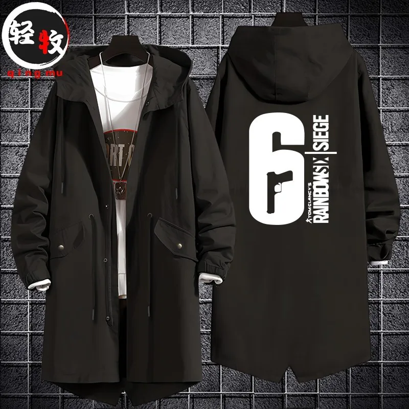 

Rainbow Six Men's And Women's Hooded Jaet Mid-Length Cotton Coat Trendy Brand Outerwear Windbreaker Special Wide Fit Youth ...