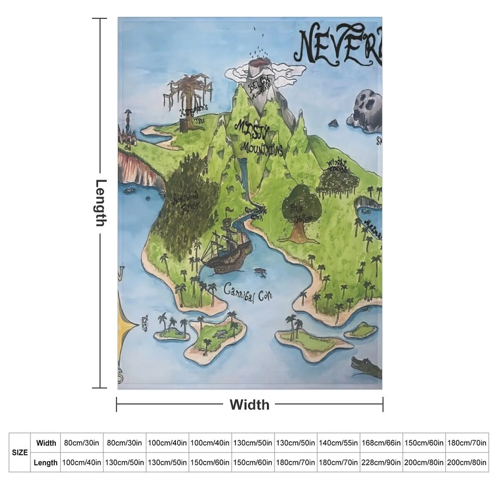 Neverland Map Throw Blanket sofa bed Decorative Sofas Kid'S Hairys Moving Multi-Purpose Blankets