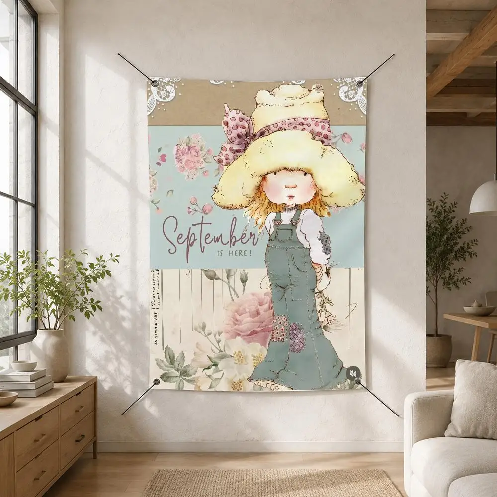 Art S-Sarah K-Kay Swing Girl Flags Custom Camping Outdoor Garden Room Bedroom Decor Party Backdrops Wall Art Family Gifts