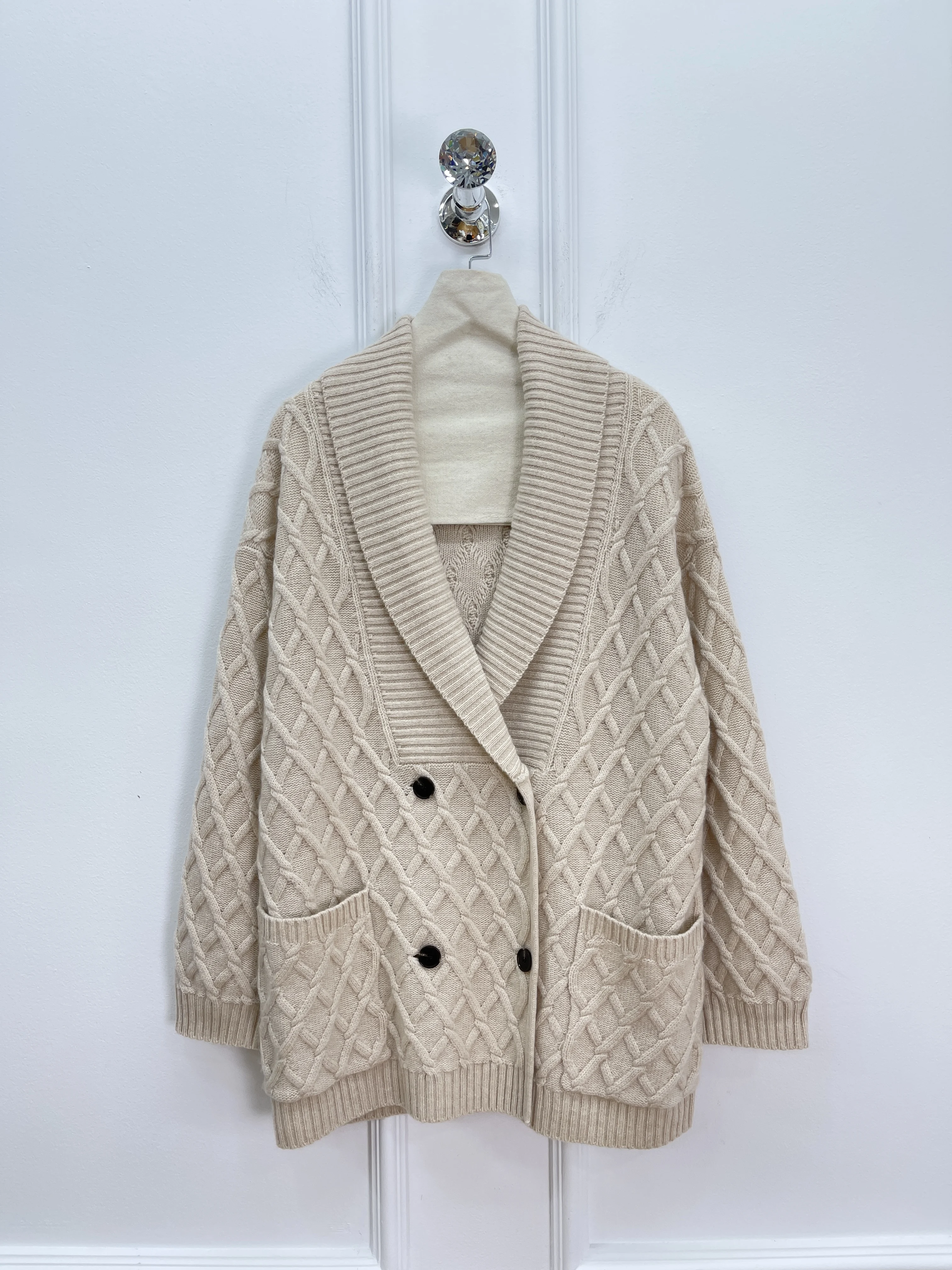 جديد الخريف/الشتاء أزياء عالية الجودة مزدوجة الصدر سترة الكشمير مع التلبيب وبنطلون الكشمير للنساء #1