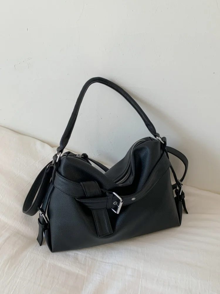 

Large Capaci Bla Versatile Motorcycle Bag for Trendy Girls Casual Commuter oulder Bag Underarm Crossbody Tote Bag