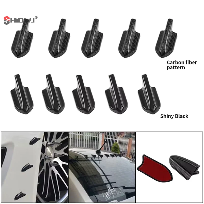 1/10Pcs UV-protected & Weatherproof Black Car EVO-Style PP Roof Shark Fins Spoiler Wing Kit Vortex Generator