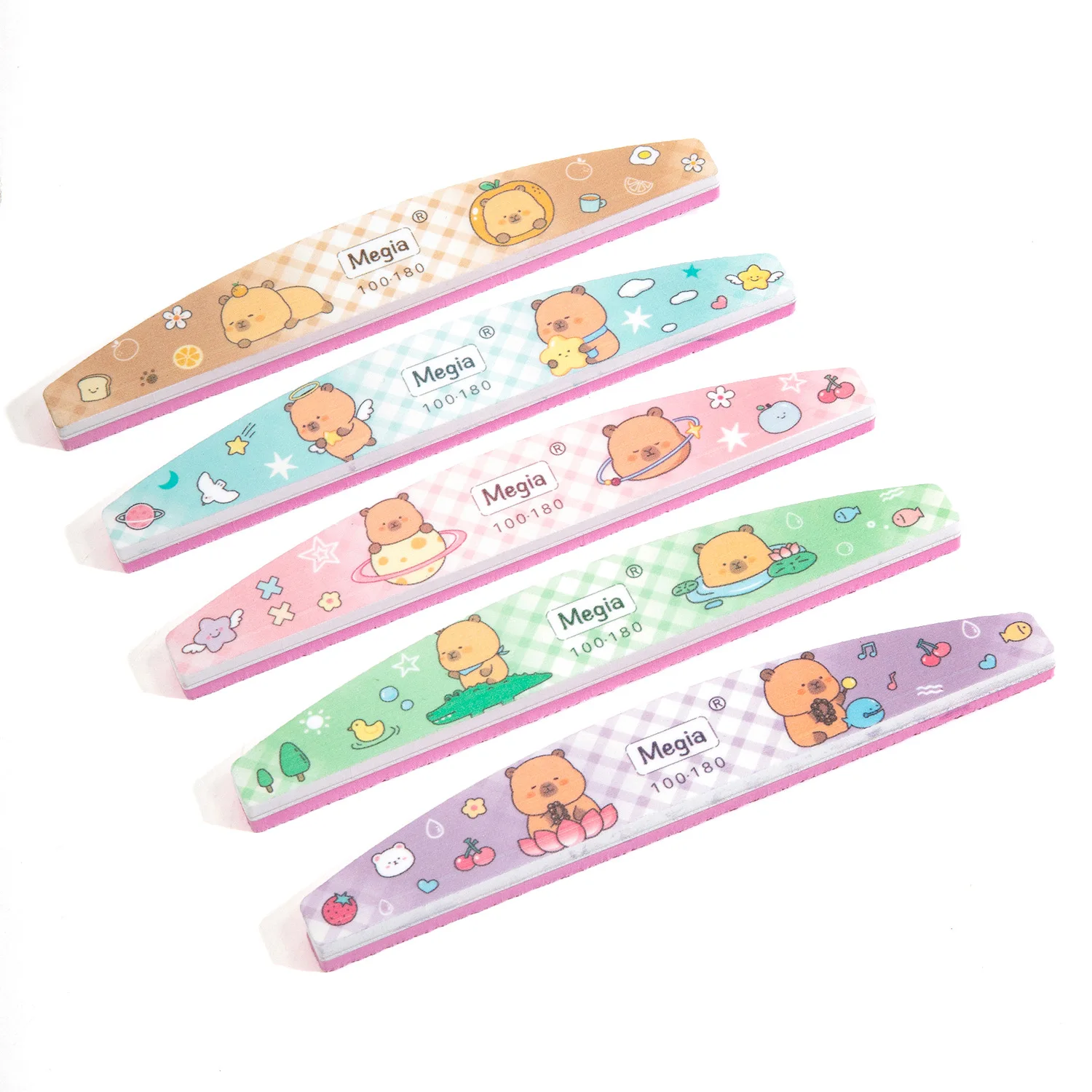 5 ชิ้น/ล็อตเล็บแฟ้ม Capibala ผสมสี 100/180 กรวด Professional กระดาษทราย Cuticle Remover บัฟเฟอร์ไฟล์เล็บชุดเครื่องมือ