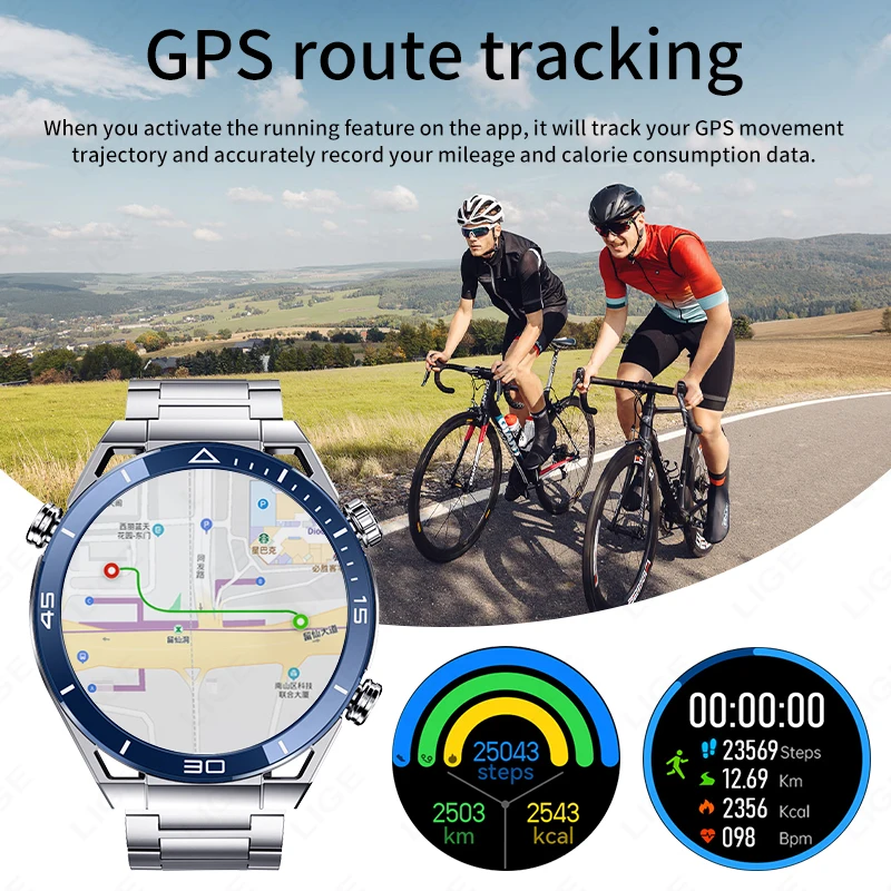 For IOS Android NFC Smart Watch Men GPS Tracker AMOLED 454*454 HD Screen Heart Rate ECG+PPG Bluetooth Call Smartwatches 2024 New image 6