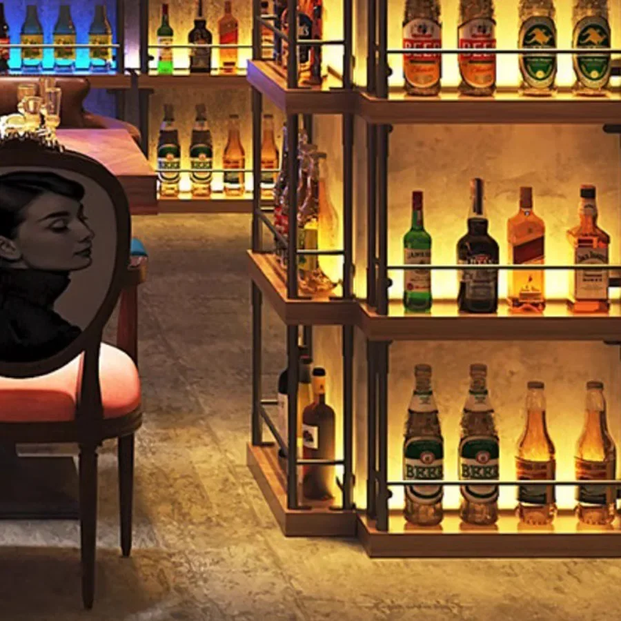 アイアンバーキャビネット工業用リビングルームモダン狭いアイデア垂直アートキッチンワインラック北欧ビトリーナヨーロッパ家具