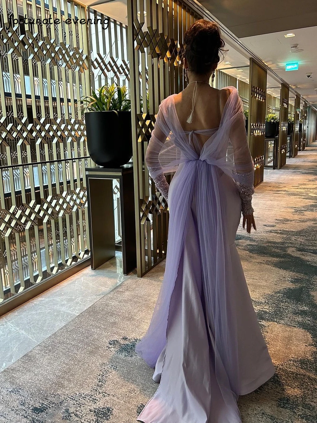 Fortunate Evening Elegant Vintage Sweet Purple Beading Lace Mermaid Backless Formal Occasion Prom Dress Evening Party Gowns