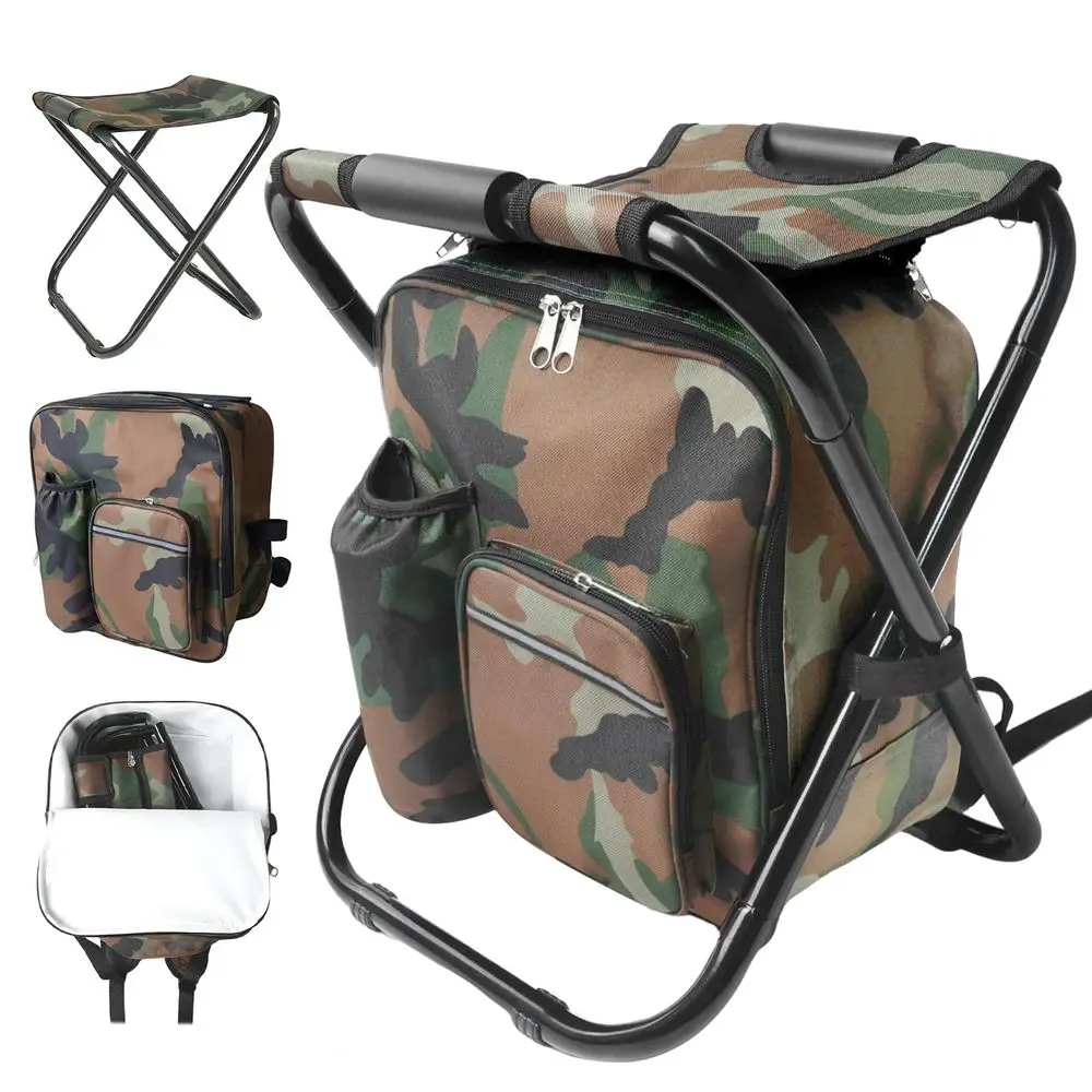 

Кемпинговый стул-табурет с рюкзаком и термосумкой-холодильником, портативное многофункциональное кресло для охоты, рыбалки и походов на природу