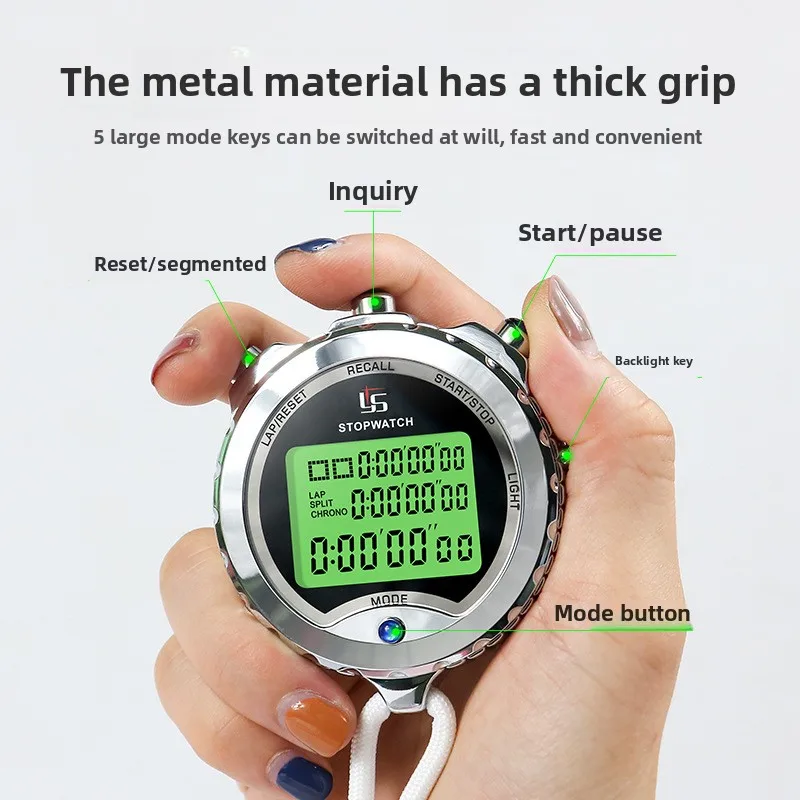 

Luminous metal stopwatch timer training fitness physical exercise referee swimming track and field stopwatch