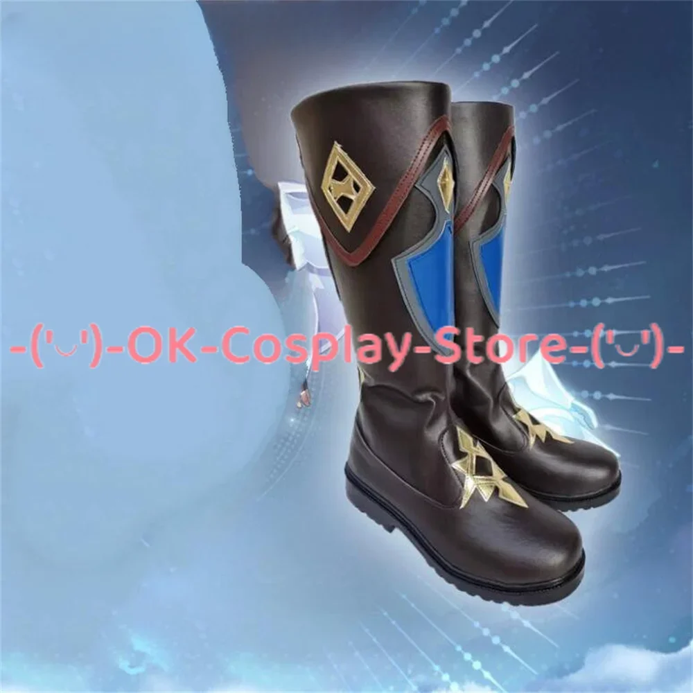 [맞춤형] 파보니우스 기사단 몬드슈타트 카예아 알베리히 겐신 임팩트 코스프레 신발 애니메이션 롤플레이 소품 파티 PU 가죽 부츠