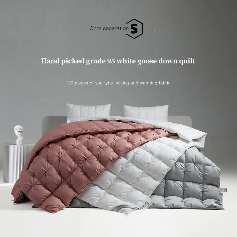New All Cotton 3D Soft White Goose down Four Season down Duvet Core Five-Star Hotel Winter Goose down Thick Blanket