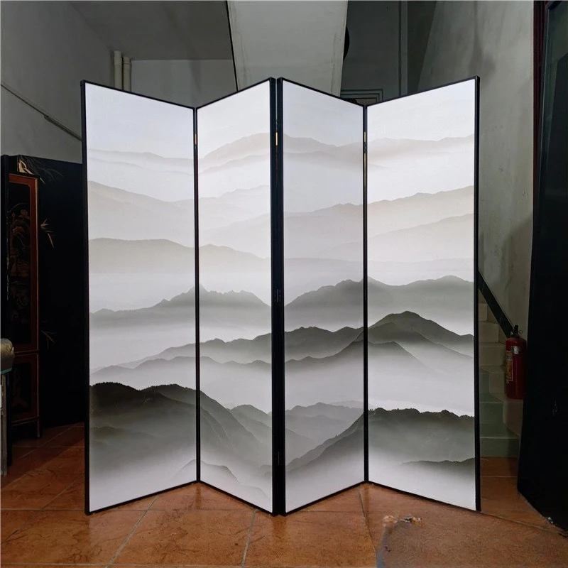 Modern simple fabric screen double-sided inkjet painting fashionable aesthetics office meeting room tea room restaurant mobil