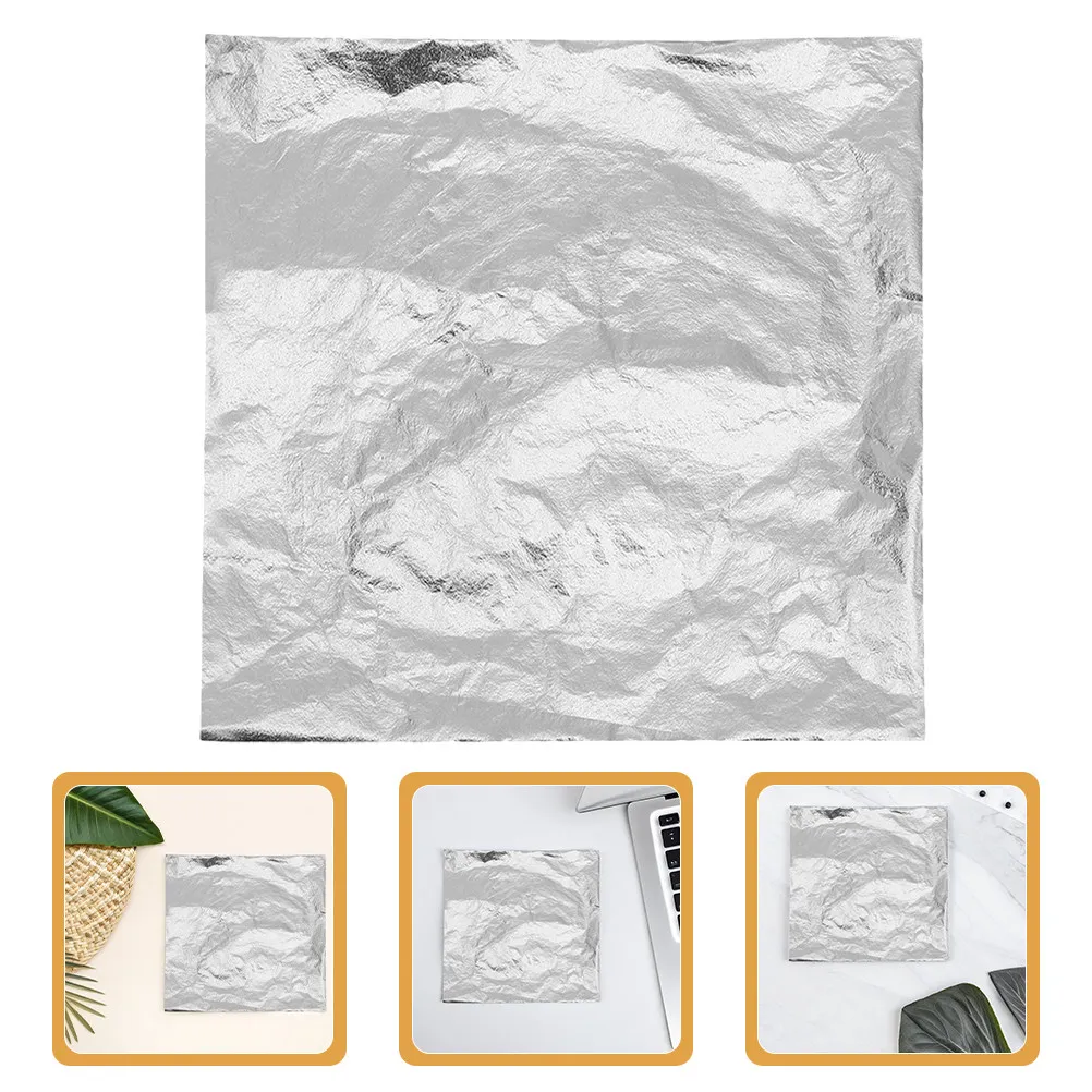 

100Pcs Silver Foil Paper Metallic Decoration Sheets for DIY Nail Art Resin Jewelry Craft Painting Supplies Silver Foil Paper