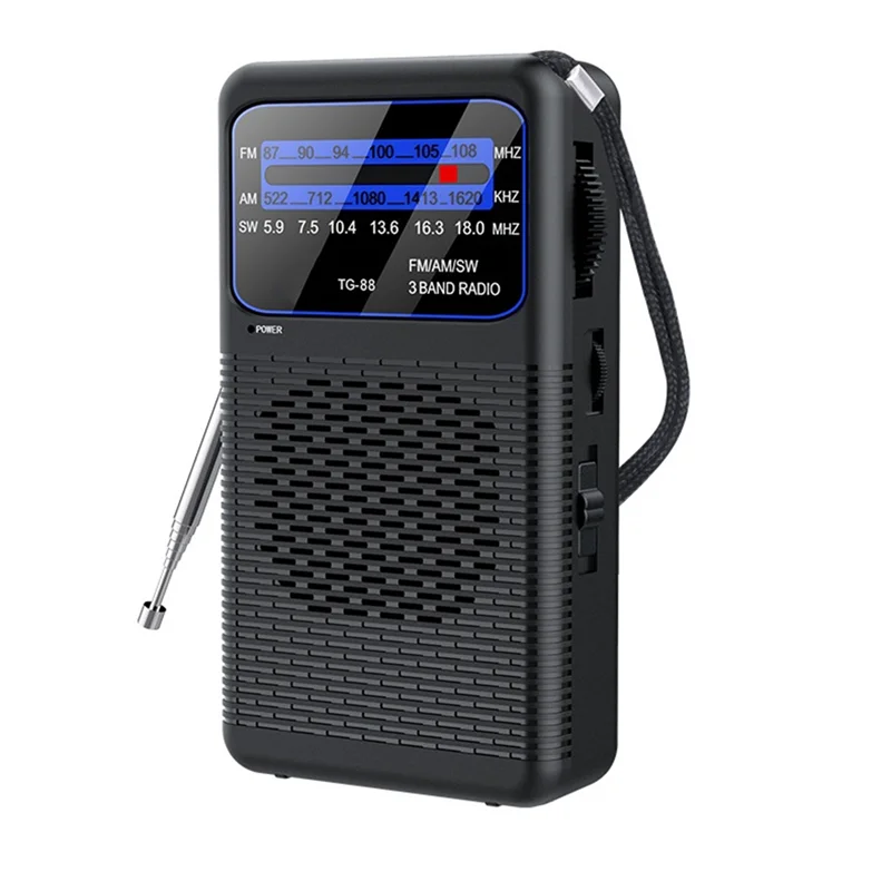

-A90P TG-88 Portable AM/FM/SW Radio Pocket Radio With LED Flashlight Small Radio For Outdoor Camping For Seniors Elderly